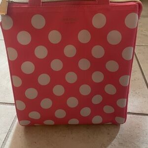 NWOT Kate Spade Vibrant Pink and White Polka Dot lunch bag